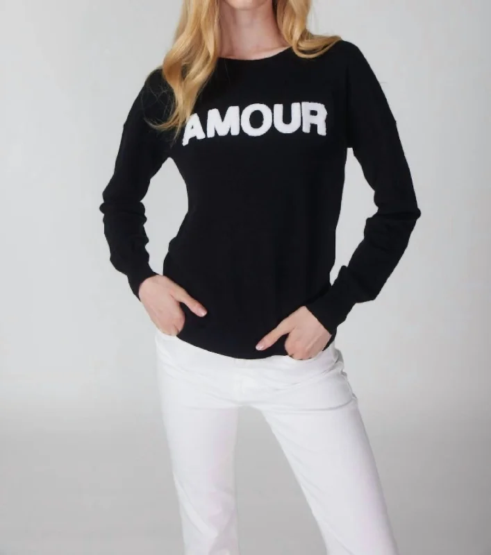 Belted Women's Cotton Blend Sweater Dresses for a Casual LookAmour Crew Sweater In Black Belted Women's Cotton Blend Sweater Dresses for a Casual LookAmour Crew Sweater In Black