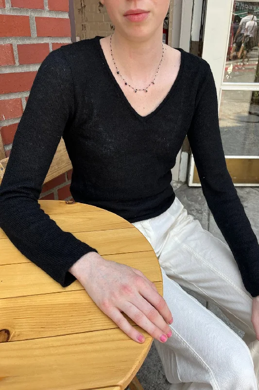 Plus Size Women's Side - Slit Sweaters in Bold SolidsAndi Mohair V-Neck Sweater