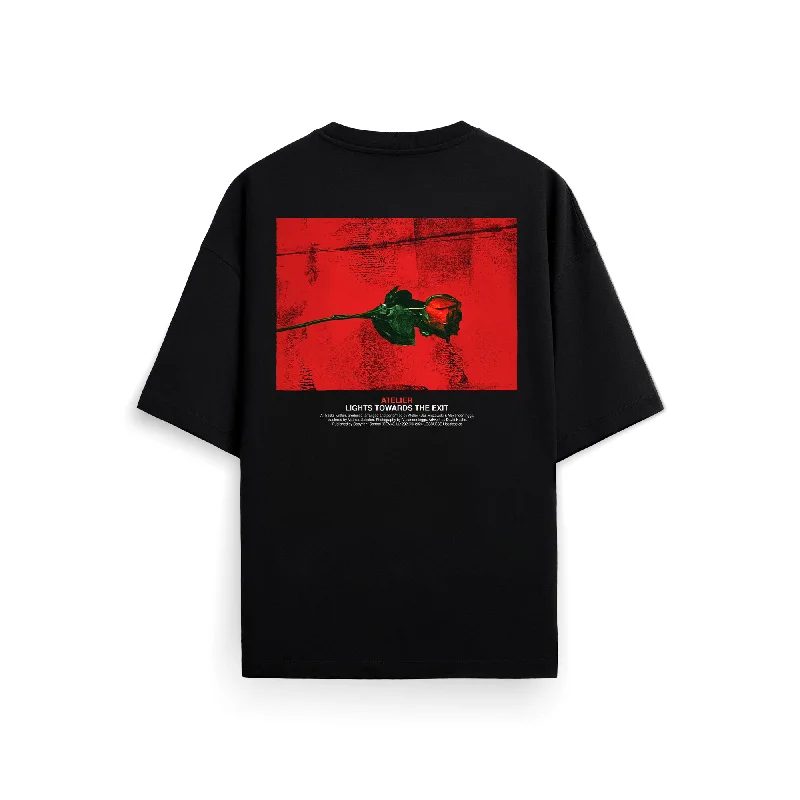 Floral Print Women T Shirt for a Feminine TouchATELIER - T-SHIRT BLACK
