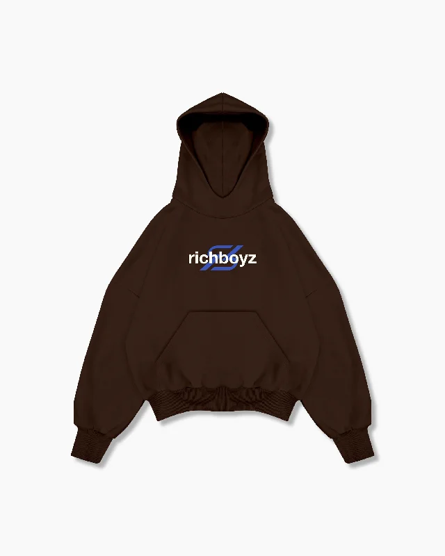 Plus Size Women's Side - Slit Sweaters in Bold SolidsBox Hoodie - Choco Brown
