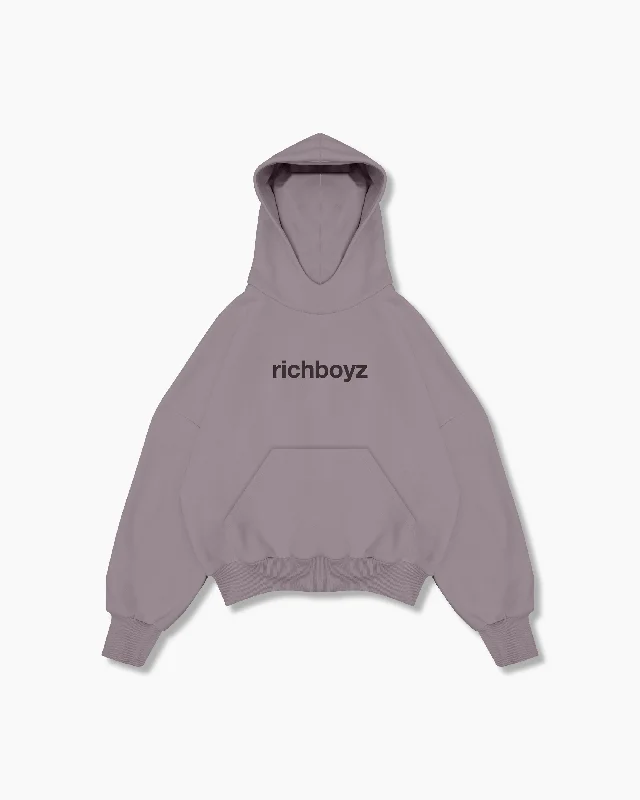 Cropped Women's Angora Blend Sweaters for a Trendy LookBox Hoodie - Lilac