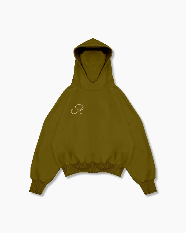 Women's Long Sleeve Turtleneck Cashmere SweatersBox Hoodie - Swamp