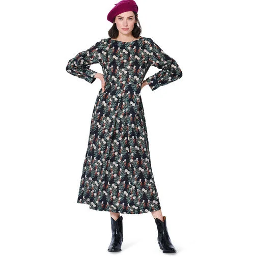 Empire Waist Women's Alpaca Wool Sweater Dresses in Earthy TonesBurda Dress 5975