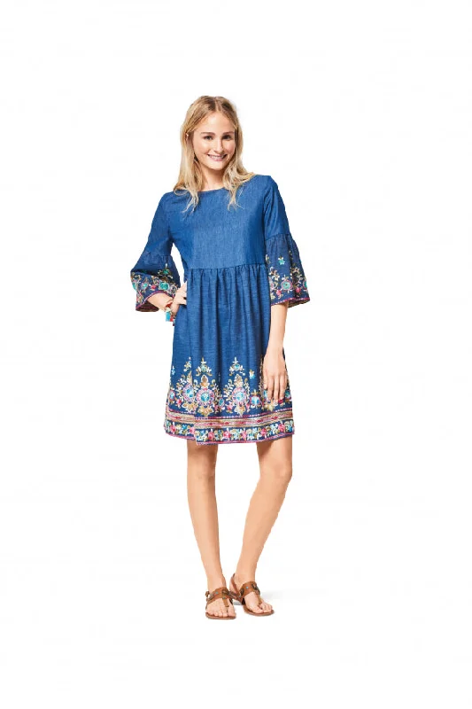 Empire Waist Women's Alpaca Wool Sweater Dresses in Earthy TonesBurda Dresses 6401