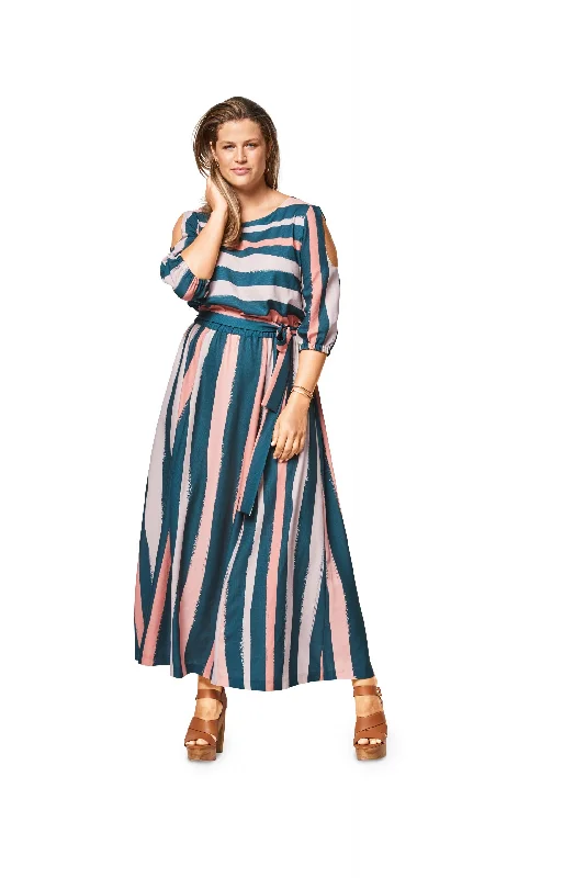 Empire Waist Women's Alpaca Wool Sweater Dresses in Earthy TonesBurda Dresses 6449