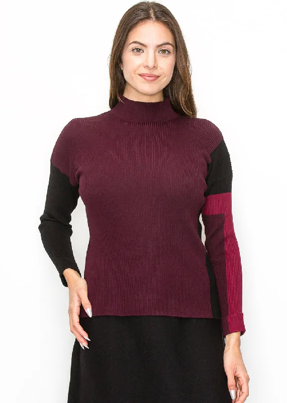 Women's Off - Shoulder Chunky Knit Sweater Dresses in Earth TonesBurgundy Sweater with Color Block Sleeves Women's Off - Shoulder Chunky Knit Sweater Dresses in Earth TonesBurgundy Sweater with Color Block Sleeves