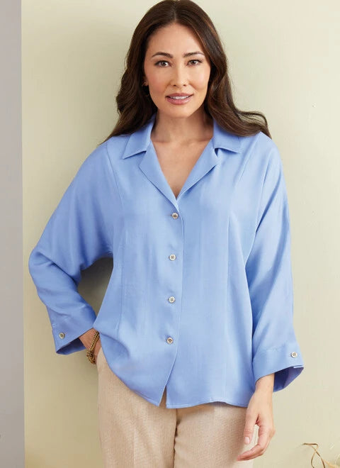 Plus Size Women's Long Sleeve Cable Knit Sweater DressesButterick Tops B6898