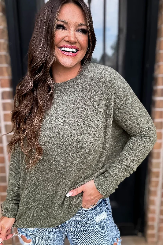 Plus Size Women's Sequined Sweaters for Special OccasionsCampfire Brushed Dark Olive Melange Hacci Dolman Sleeve Sweater Plus Size Women's Sequined Sweaters for Special OccasionsCampfire Brushed Dark Olive Melange Hacci Dolman Sleeve Sweater