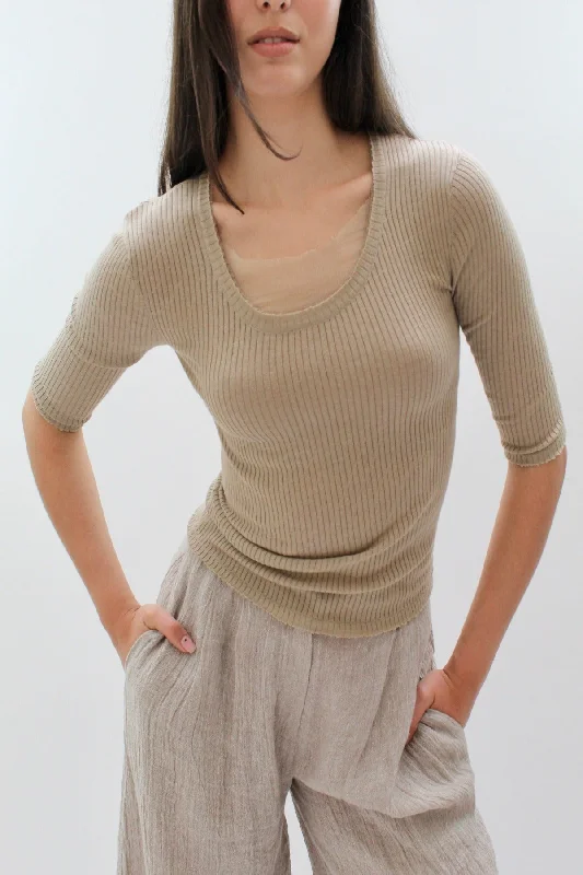 Bell - Sleeve Women's Mohair - Wool Blend SweatersCarly T2 Sand