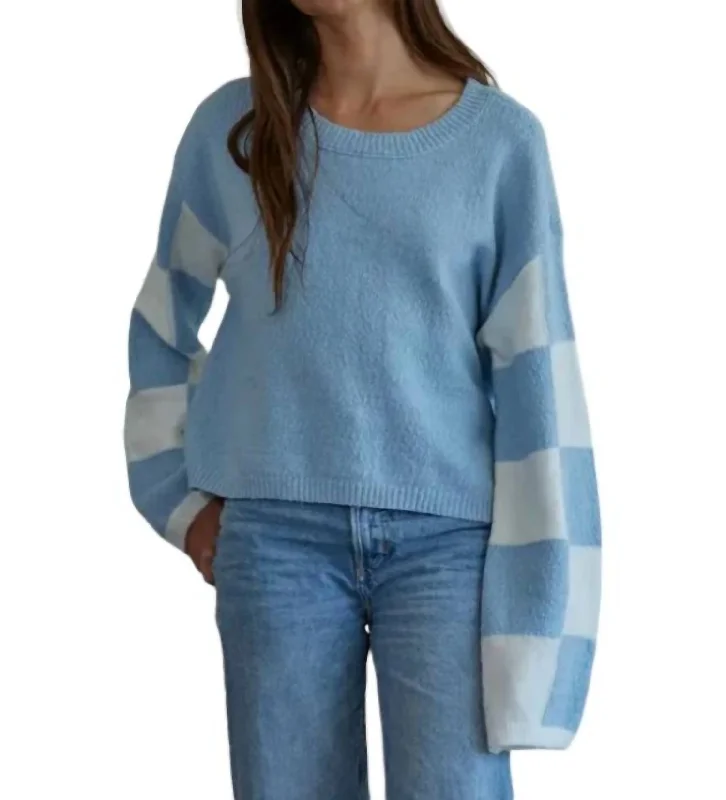 Plus Size Women's Tunic - Style Sweater Dresses with PocketsCheckmate Sweater In Blue