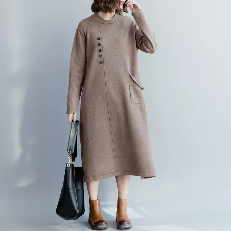 Short Sleeve Women's Cashmere Sweater Dresses in Pastel HuesChunky khaki Sweater Wardrobes Street Style Big O neck pockets knit dress Short Sleeve Women's Cashmere Sweater Dresses in Pastel HuesChunky khaki Sweater Wardrobes Street Style Big O neck pockets knit dress