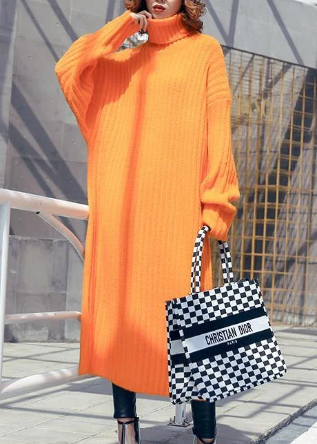 Mini - Length Women's Chunky Knit Sweater Dresses in Bold HuesChunky orange Sweater weather Beautiful high neck Tejidos fall knitwear Mini - Length Women's Chunky Knit Sweater Dresses in Bold HuesChunky orange Sweater weather Beautiful high neck Tejidos fall knitwear