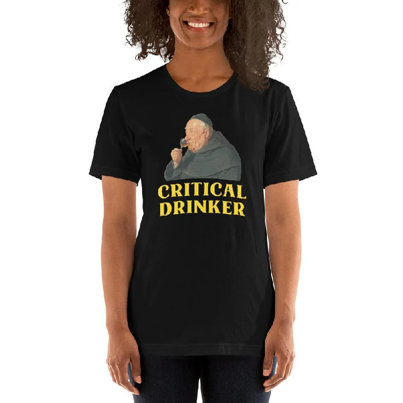 Distressed Women T Shirt with a Laid - Back AestheticCritical Drinker - Basic T-Shirt Distressed Women T Shirt with a Laid - Back AestheticCritical Drinker - Basic T-Shirt