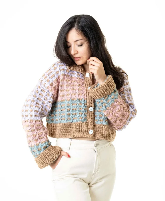 Mock Neck Women's Alpaca Wool Sweaters in Earth TonesCropped Cable Cardi