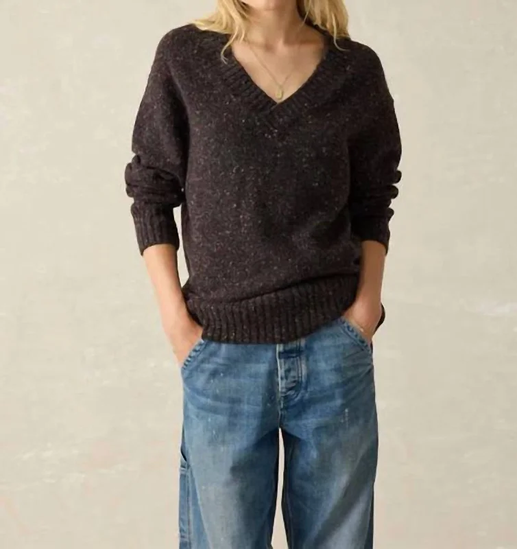 V - Neck Women's Ribbed Sweater Dresses with Belt for a Defined WaistDriftwood Donegal Sweater In Blackberry V - Neck Women's Ribbed Sweater Dresses with Belt for a Defined WaistDriftwood Donegal Sweater In Blackberry