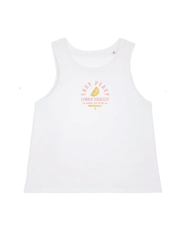 Muscle Women T Shirt for a Sporty and Casual LookEasy Peasy Organic Women Tank Top - White Muscle Women T Shirt for a Sporty and Casual LookEasy Peasy Organic Women Tank Top - White