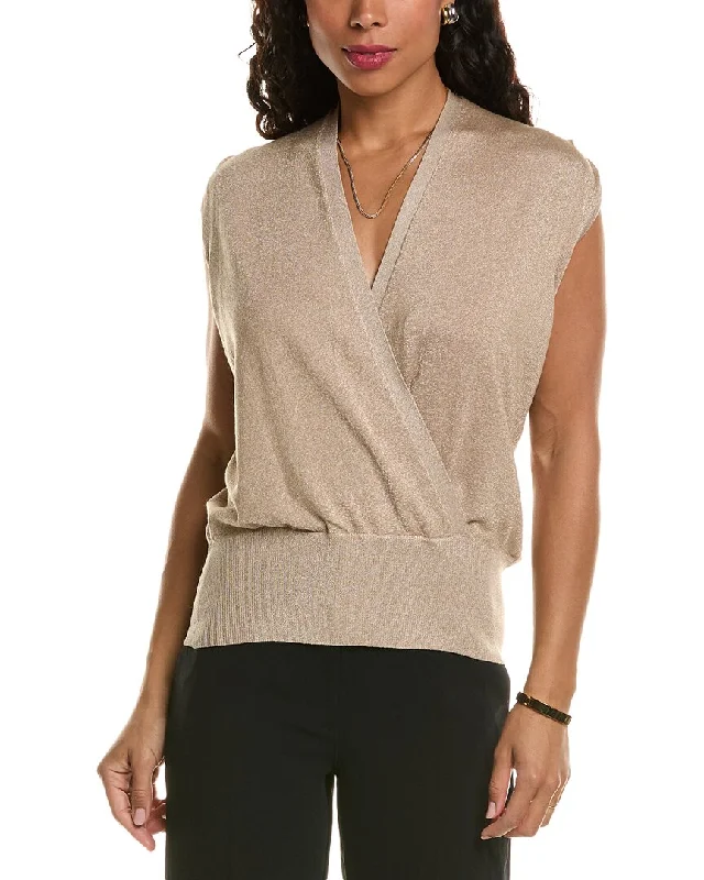 Plus Size Women's Tunic - Style Sweater Dresses with PocketsELIE TAHARI FAUX WRAP SWEATER Plus Size Women's Tunic - Style Sweater Dresses with PocketsELIE TAHARI FAUX WRAP SWEATER