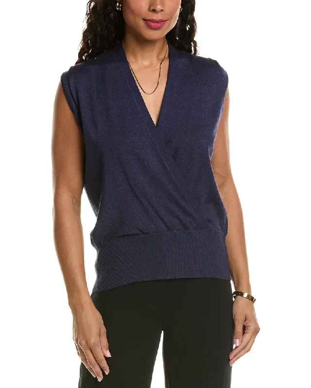 Empire Waist Women's Alpaca Wool Sweater Dresses in Earthy TonesElie Tahari Faux Wrap Sweater Empire Waist Women's Alpaca Wool Sweater Dresses in Earthy TonesElie Tahari Faux Wrap Sweater