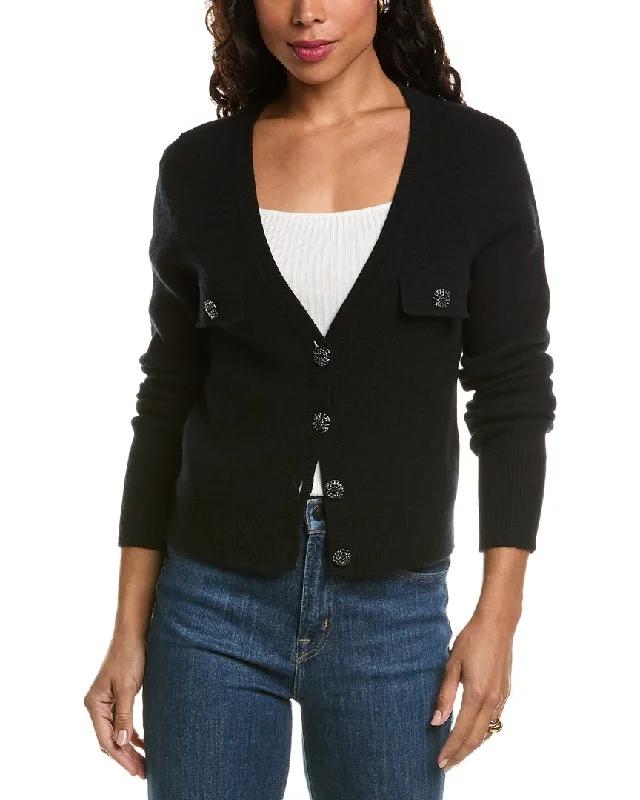 Knee - Length Women's Wool Blend Sweater Dresses in Neutral ColorsElie Tahari Jewel Button Wool & Cashmere-Blend Cardigan Knee - Length Women's Wool Blend Sweater Dresses in Neutral ColorsElie Tahari Jewel Button Wool & Cashmere-Blend Cardigan