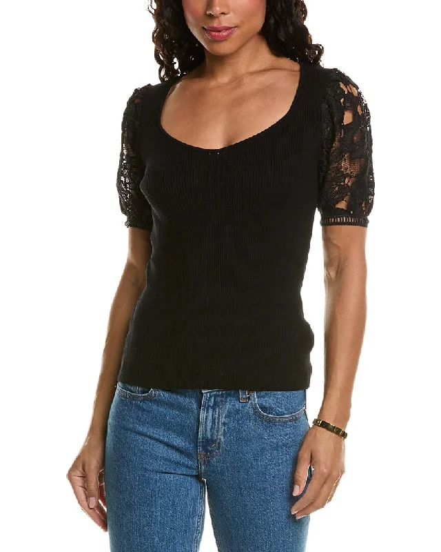 Sleeveless Women's Silk Blend Sweater Dresses for a Sophisticated LookElie Tahari Lace Sleeve Top Sleeveless Women's Silk Blend Sweater Dresses for a Sophisticated LookElie Tahari Lace Sleeve Top