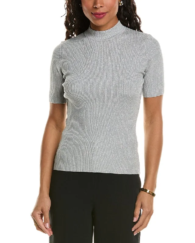 Plus Size Women's Turtleneck Sweater Dresses with Side SlitsElie Tahari Metallic Mock Sweater Plus Size Women's Turtleneck Sweater Dresses with Side SlitsElie Tahari Metallic Mock Sweater