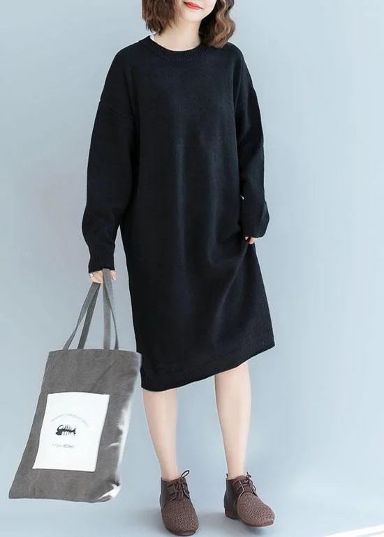 Plus Size Women's Tunic - Style Sweater Dresses with PocketsFor Work o neck Sweater weather Beautiful black Hipster knit dress fall Plus Size Women's Tunic - Style Sweater Dresses with PocketsFor Work o neck Sweater weather Beautiful black Hipster knit dress fall