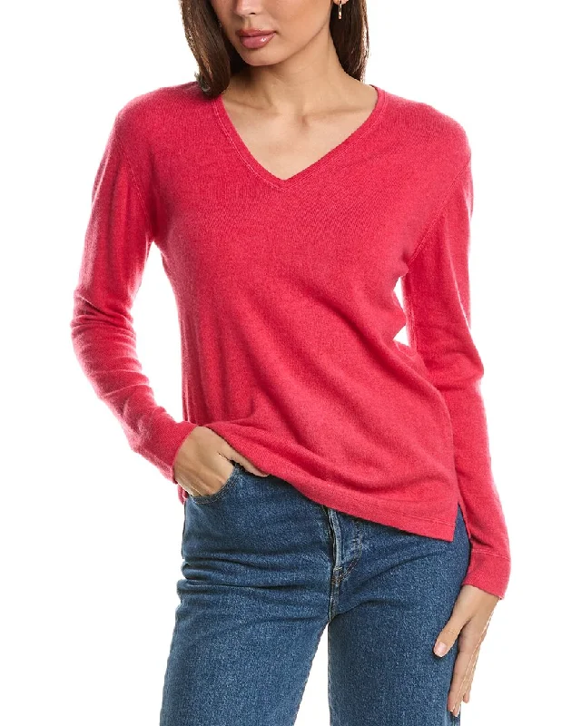 Midi - Length Women's Shetland Wool Sweater Dresses in Traditional PatternsForte Cashmere Coverstitch V-Neck Cashmere Sweater Midi - Length Women's Shetland Wool Sweater Dresses in Traditional PatternsForte Cashmere Coverstitch V-Neck Cashmere Sweater