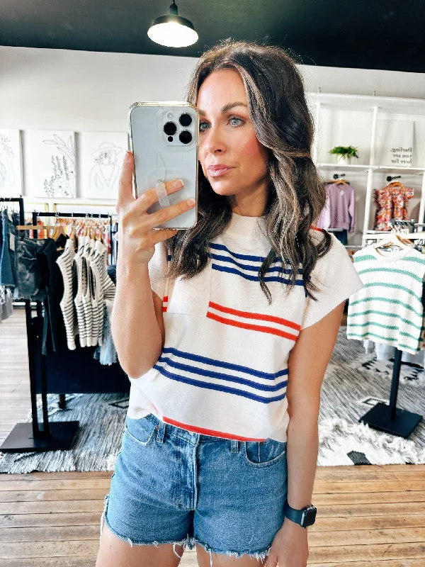 Short Sleeve Women's Cotton Blend Sweaters in Pastel ColorsFreedom Sweater Tank