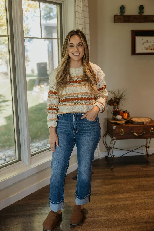 Plus Size Women's Sequined Sweaters for Special OccasionsGABRIELLA STRIPED SWEATER