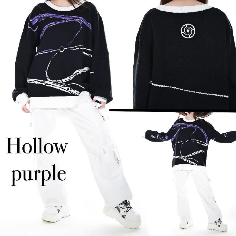 Plus Size Women's Side - Slit Sweaters in Bold SolidsHollow Purple Sweater Preorder