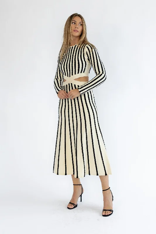 Plus Size Women's Side - Slit Sweaters in Bold SolidsHarlyn Cut Out Striped Midi Dress Plus Size Women's Side - Slit Sweaters in Bold SolidsHarlyn Cut Out Striped Midi Dress