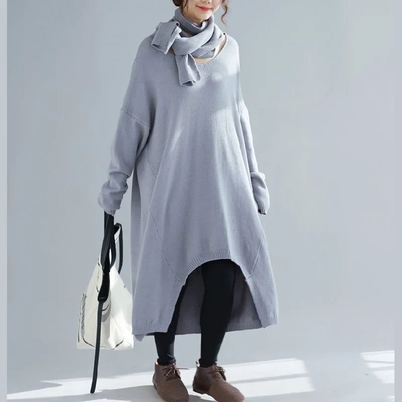 Wrap - Style Women's Lambswool Sweater Dresses in Elegant ShadesKnitted o neck asymmetric Sweater outfits Upcycle gray Fuzzy knit top Wrap - Style Women's Lambswool Sweater Dresses in Elegant ShadesKnitted o neck asymmetric Sweater outfits Upcycle gray Fuzzy knit top