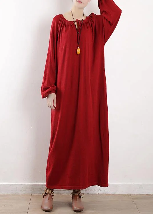 Women's Off - Shoulder Chunky Knit Sweater Dresses in Earth TonesKnitted o neck Cinched Sweater dress outfit Women red daily knitwear fall Women's Off - Shoulder Chunky Knit Sweater Dresses in Earth TonesKnitted o neck Cinched Sweater dress outfit Women red daily knitwear fall