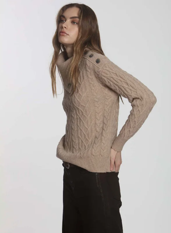 Bell - Sleeve Women's Mohair - Wool Blend SweatersMajor Tom T-neck - Caramel
