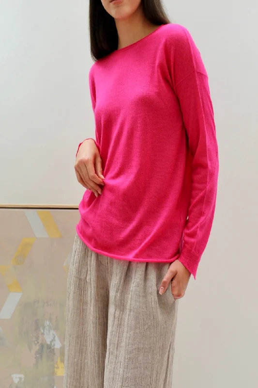 Cropped Women's Angora Blend Sweaters for a Trendy LookMercy Neon Pink