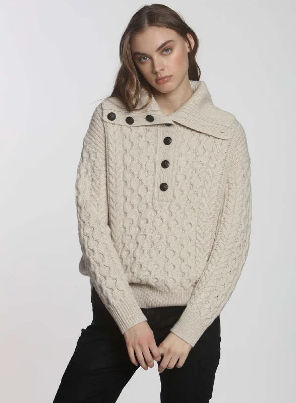 Button - Down Women's Shetland Wool Sweaters in Traditional PatternsMillie Button Neck - Ecru Button - Down Women's Shetland Wool Sweaters in Traditional PatternsMillie Button Neck - Ecru