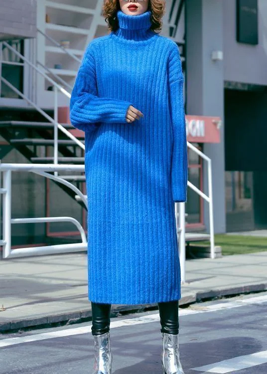Plus Size Women's Long Sleeve Cable Knit Sweater DressesOversized blue Sweater dresses Largo high neck tunic fall knit dresses Plus Size Women's Long Sleeve Cable Knit Sweater DressesOversized blue Sweater dresses Largo high neck tunic fall knit dresses