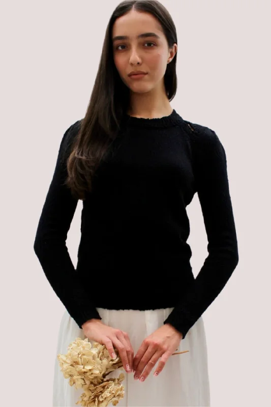 Plus Size Women's Ruffled Hem Sweaters in Floral PrintsRainey Black