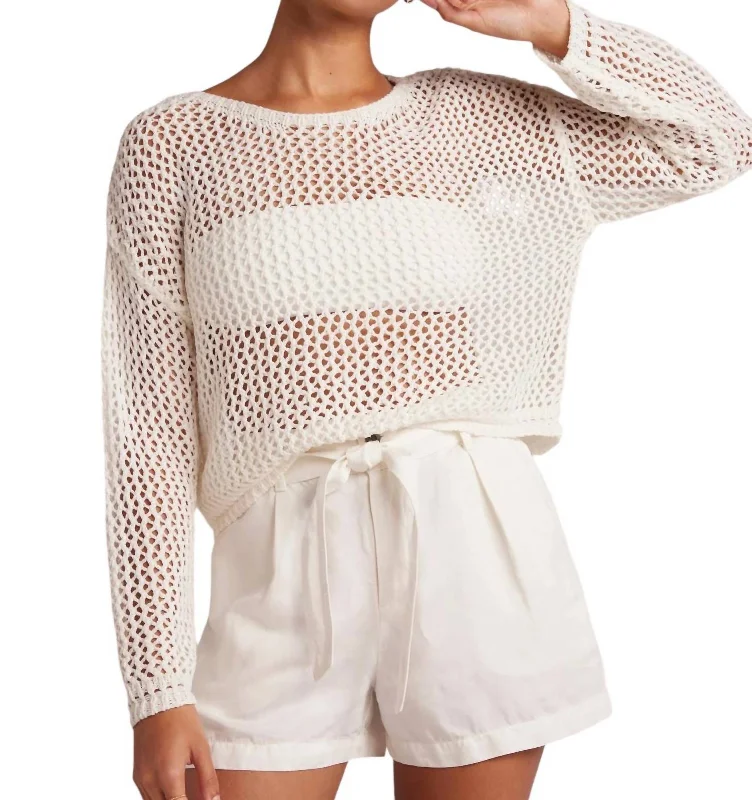 Longline Women's Mohair Sweater Dresses in a Loose FitRelaxed Dropped Shoulder Sweater In Off White