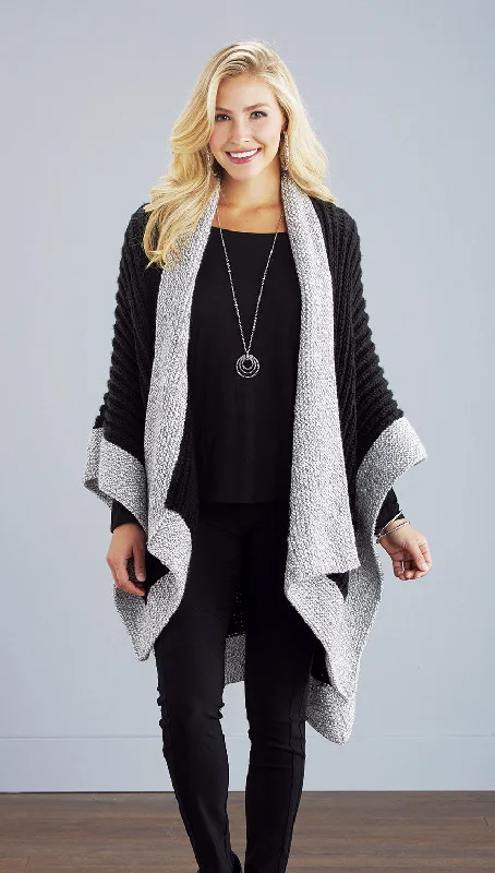 Plus Size Women's Embroidered Sweaters in Ethnic StylesRibbed Ragg Serape