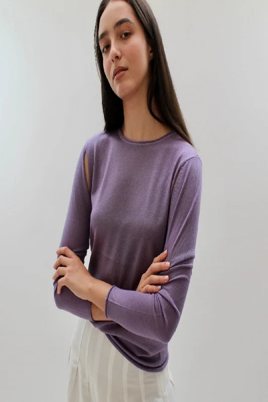 Split - Hem Women's Linen Blend Sweaters for SpringRichielu Purple Ash