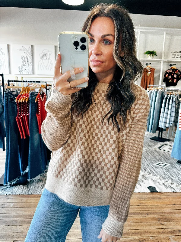 Cropped Women's Angora Blend Sweaters for a Trendy LookSadie Checkered Sweater