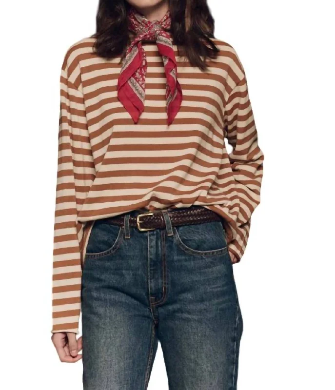 Wrap - Style Women's Lambswool Sweater Dresses in Elegant ShadesSailor Sweater In Camel Stripe Wrap - Style Women's Lambswool Sweater Dresses in Elegant ShadesSailor Sweater In Camel Stripe