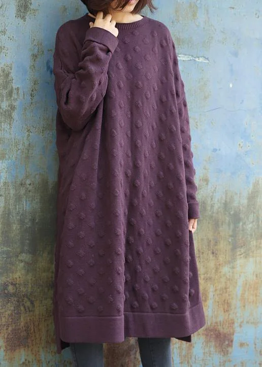 Plus Size Women's Open - Front Cardigan Style Sweater DressesSimple side open Sweater winter dresses Street Style purple Largo knitwear Plus Size Women's Open - Front Cardigan Style Sweater DressesSimple side open Sweater winter dresses Street Style purple Largo knitwear