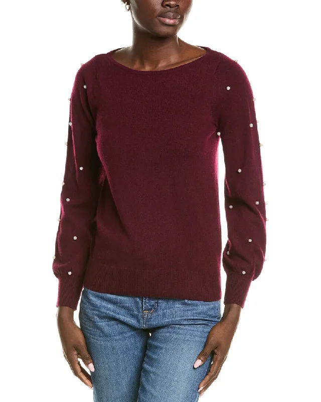 V - Neck Women's Ribbed Sweater Dresses with Belt for a Defined Waistsofiacashmere Embellished Cashmere Sweater V - Neck Women's Ribbed Sweater Dresses with Belt for a Defined Waistsofiacashmere Embellished Cashmere Sweater