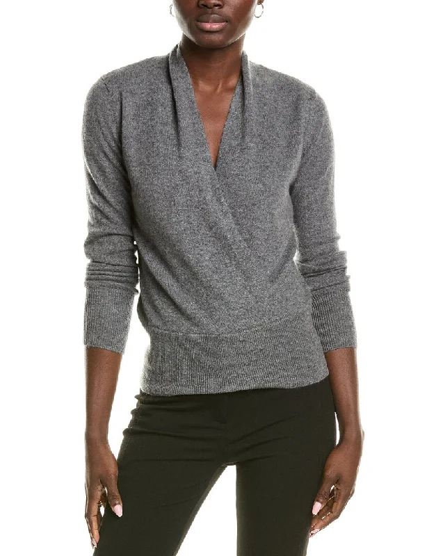 Bell - Sleeve Women's Mohair - Wool Blend Sweaterssofiacashmere Modern Faux Wrap Cashmere Sweater Bell - Sleeve Women's Mohair - Wool Blend Sweaterssofiacashmere Modern Faux Wrap Cashmere Sweater