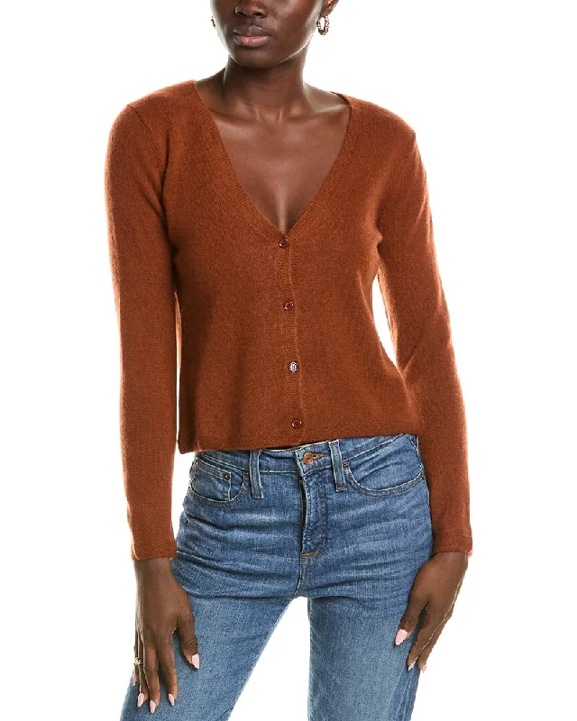 Longline Women's Mohair Sweater Dresses in a Loose Fitsofiacashmere Modern V-Neck Cashmere Cardigan