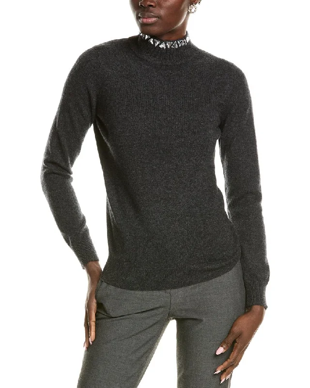 Plus Size Women's Fit - and - Flare Sweater Dresses with Ruffled Hemsofiacashmere Stone Trim Turtleneck Cashmere Sweater Plus Size Women's Fit - and - Flare Sweater Dresses with Ruffled Hemsofiacashmere Stone Trim Turtleneck Cashmere Sweater