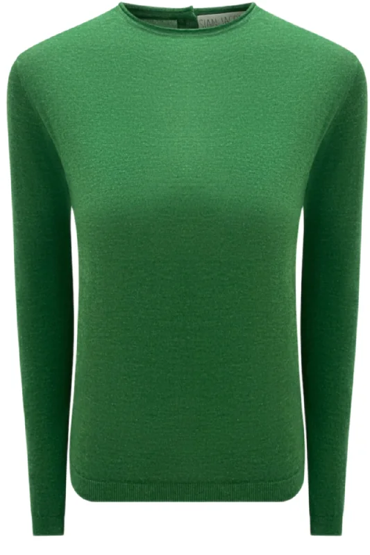 Short Sleeve Women's Cotton Blend Sweaters in Pastel ColorsSubba Wordle Green