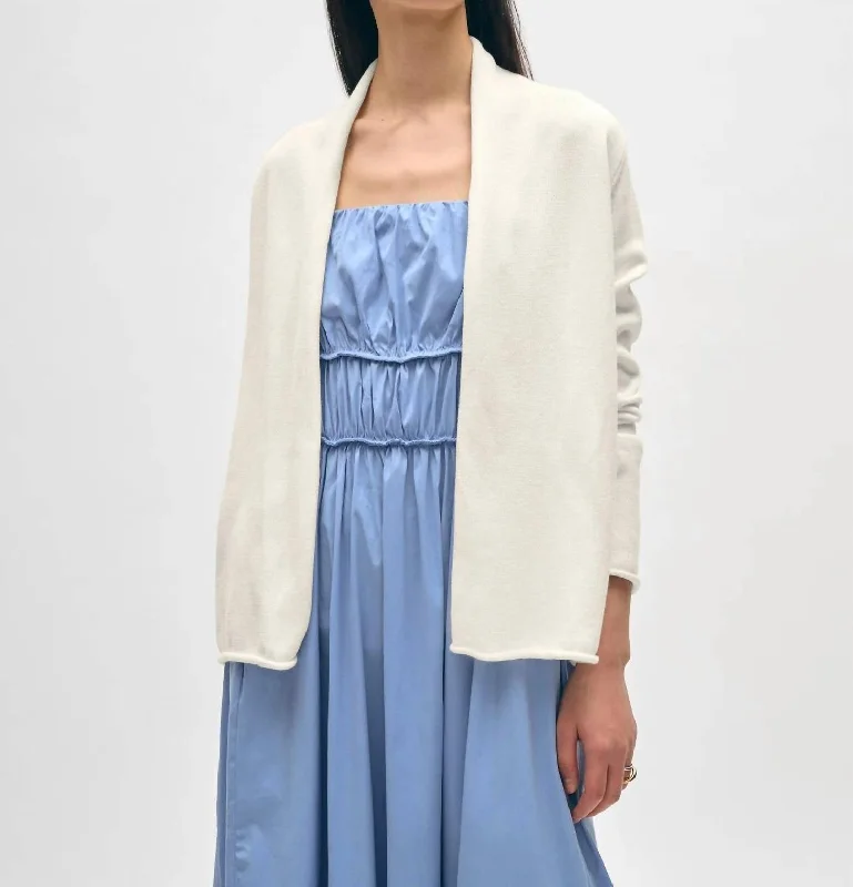 Cowl Neck Women's Cashmere Blend Sweater Dresses for WinterSuperfine Organic Cotton Mini Trapeze Cardigan In White